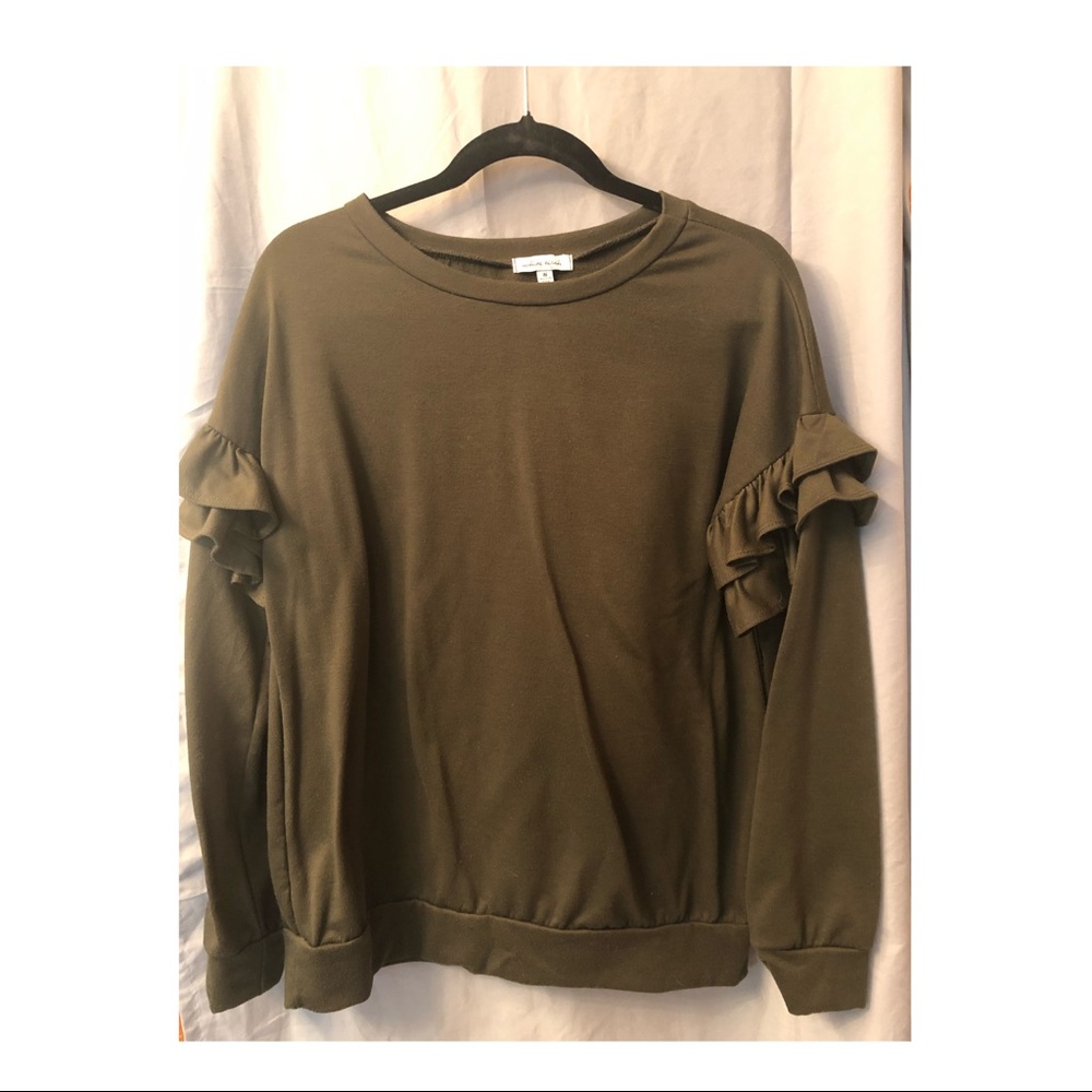 Dark olive green ruffle sweater